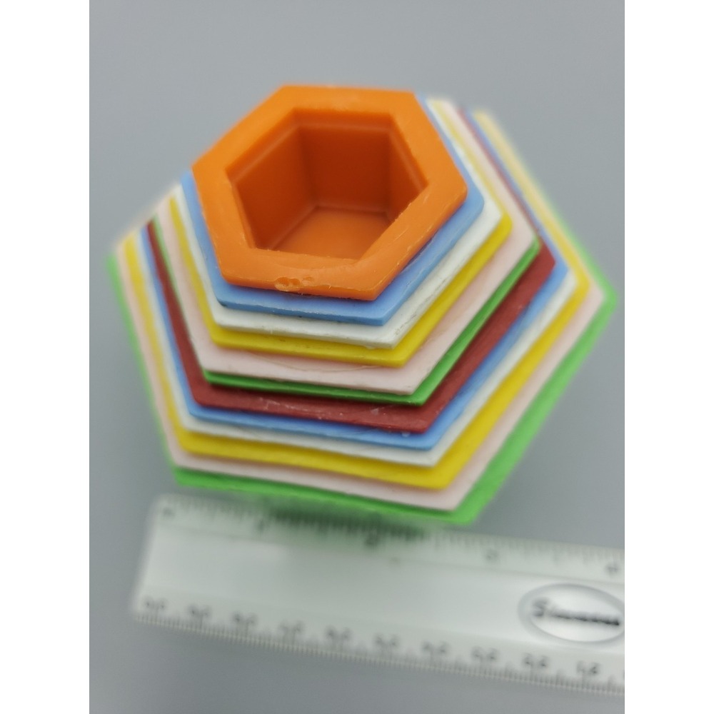 Vtg Child Guidance Toys Learning Tower Stack Nest Farm Animal Hex Blocks All 12 - Picture 14 of 16